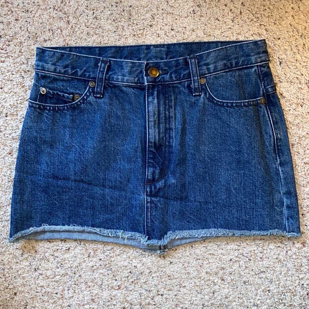 Free People Denim Jean Cut Off Raw Hem Mini Skirt - Picture 11 of 16